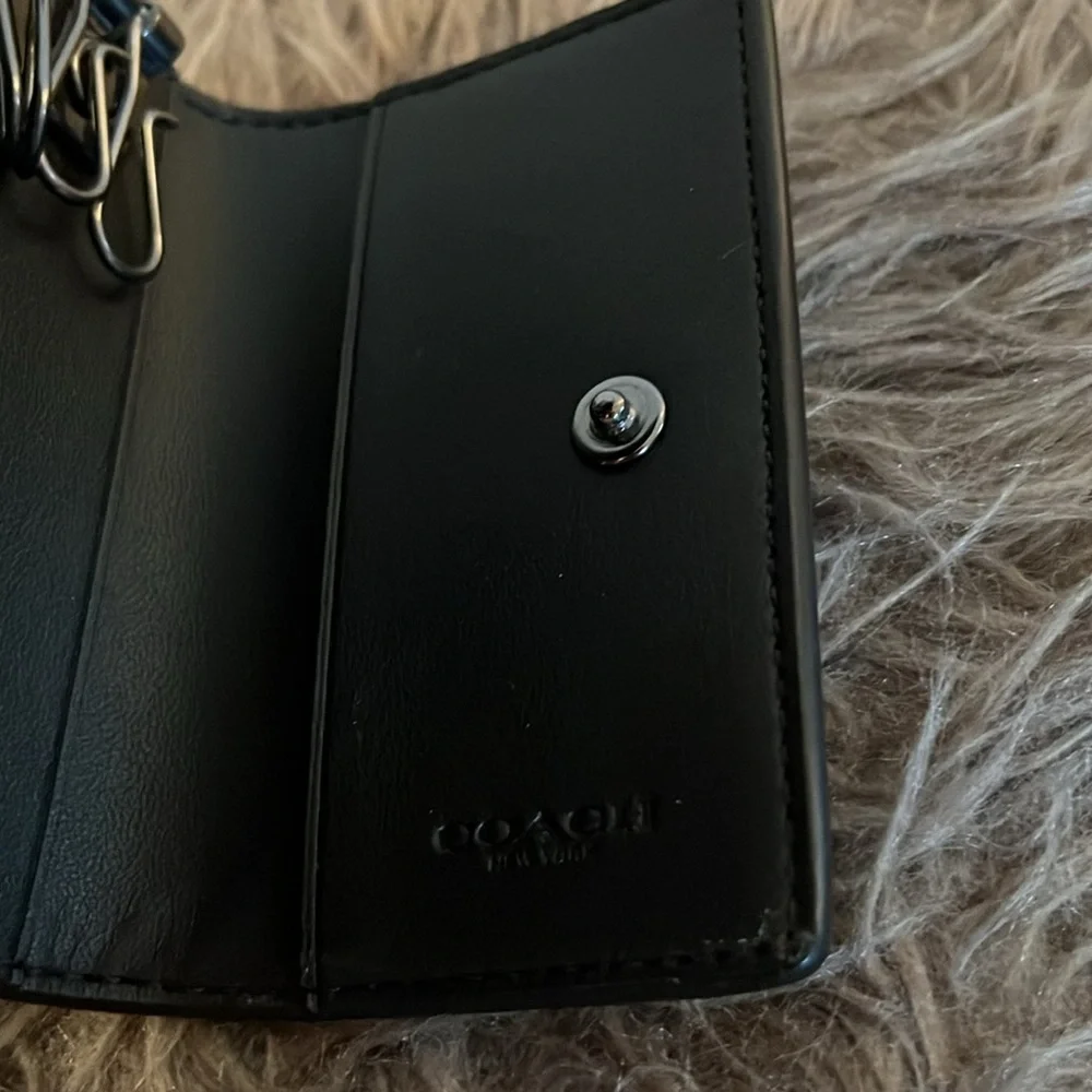 Coach Black Signature Canvas Key & Card Holder